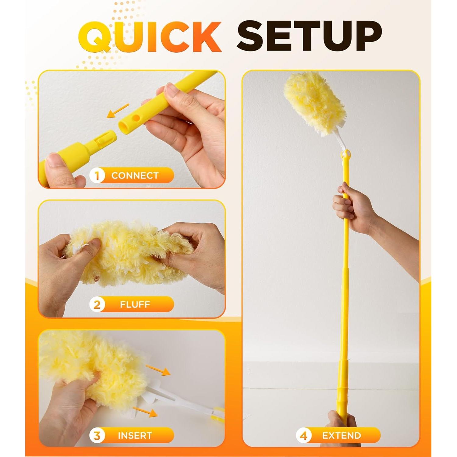 Kit de Plumero Extensible REKOPI 3 pies y 30 Recargas Microfibra