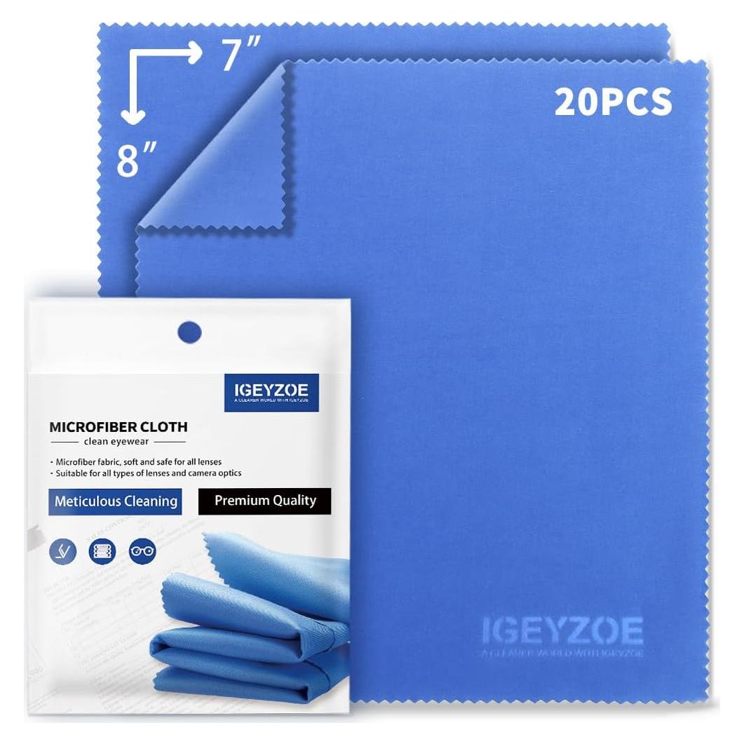 Paquete de 20 Paños de Microfibra iGeyzoe para Gafas