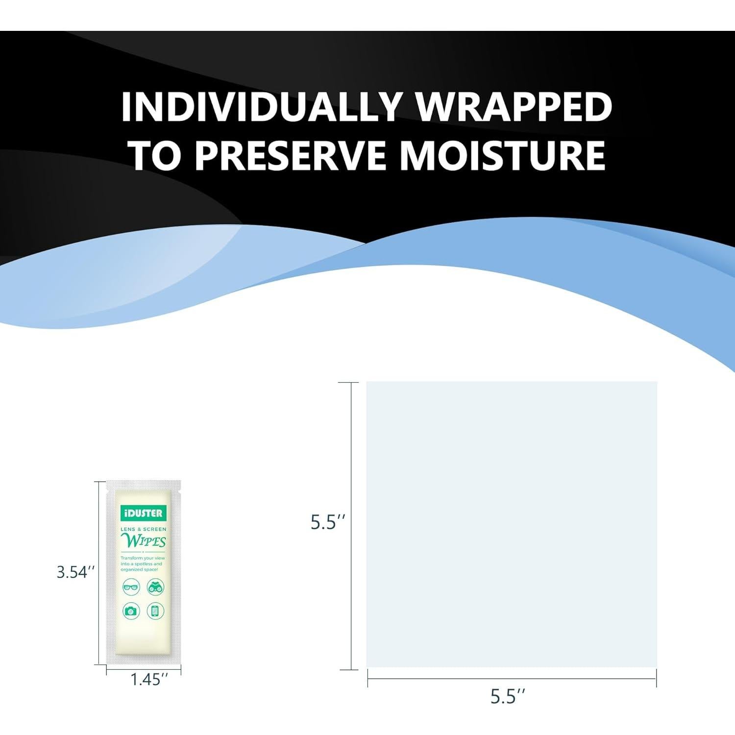 Toallitas de limpieza de lentes iDuster - 220 unidades prehumedecidas