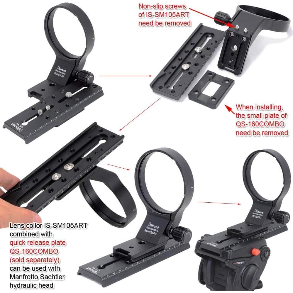 Soporte de Anillo de Montaje en Trípode iShoot para Sigma 105mm y 100-400mm