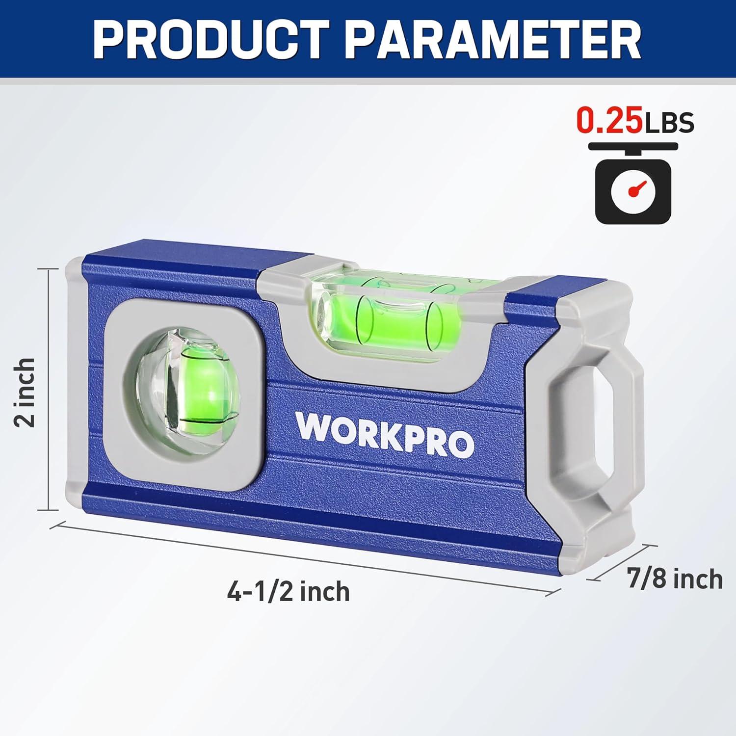 Nivel Magnético Pequeño WORKPRO 11.4 cm Aluminio Azul