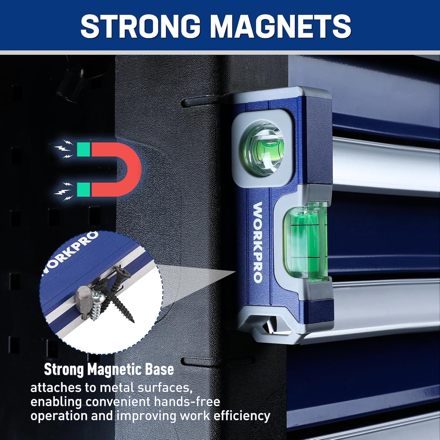 Nivel Magnético Pequeño WORKPRO 11.4 cm Aluminio Azul