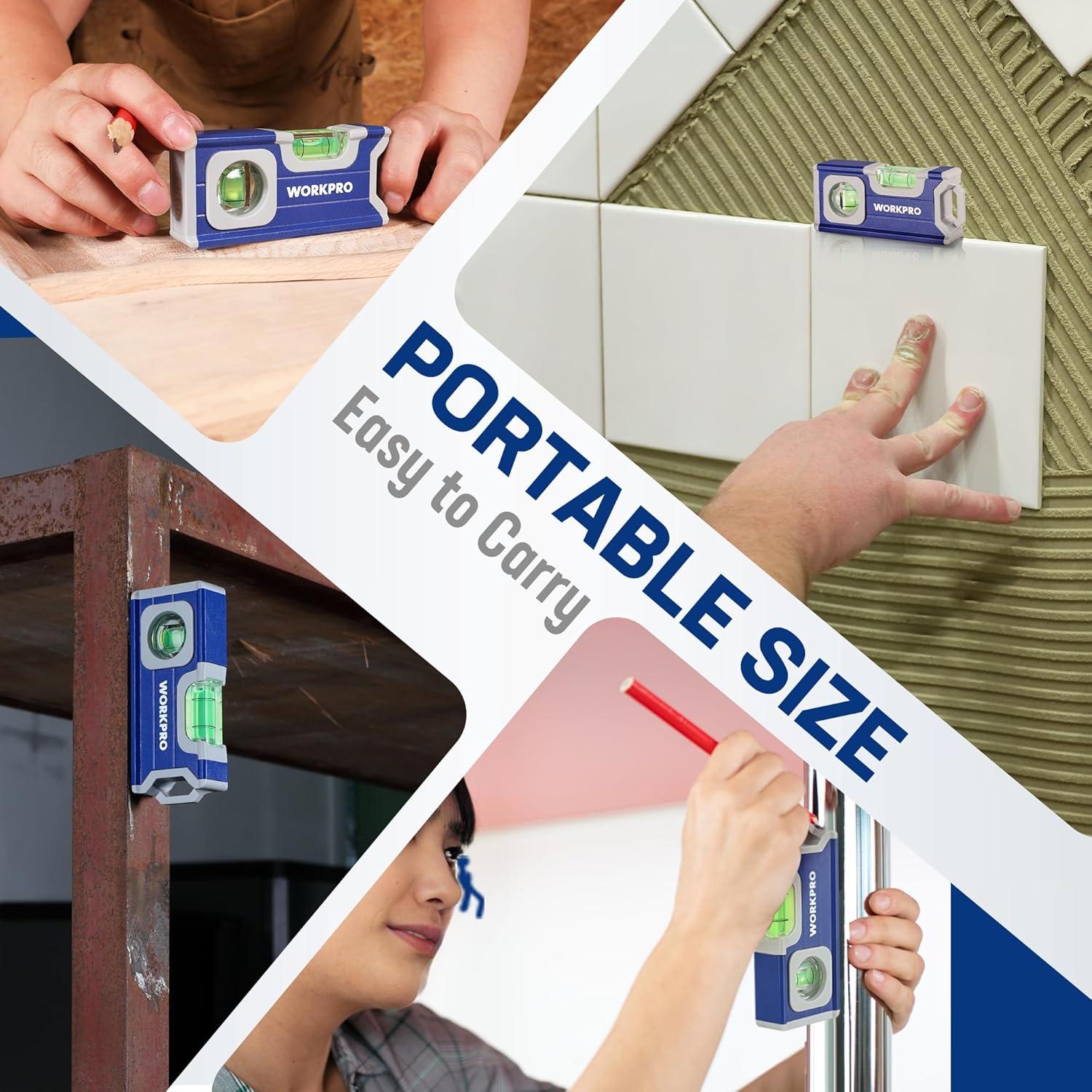 Nivel Magnético Pequeño WORKPRO 11.4 cm Aluminio Azul