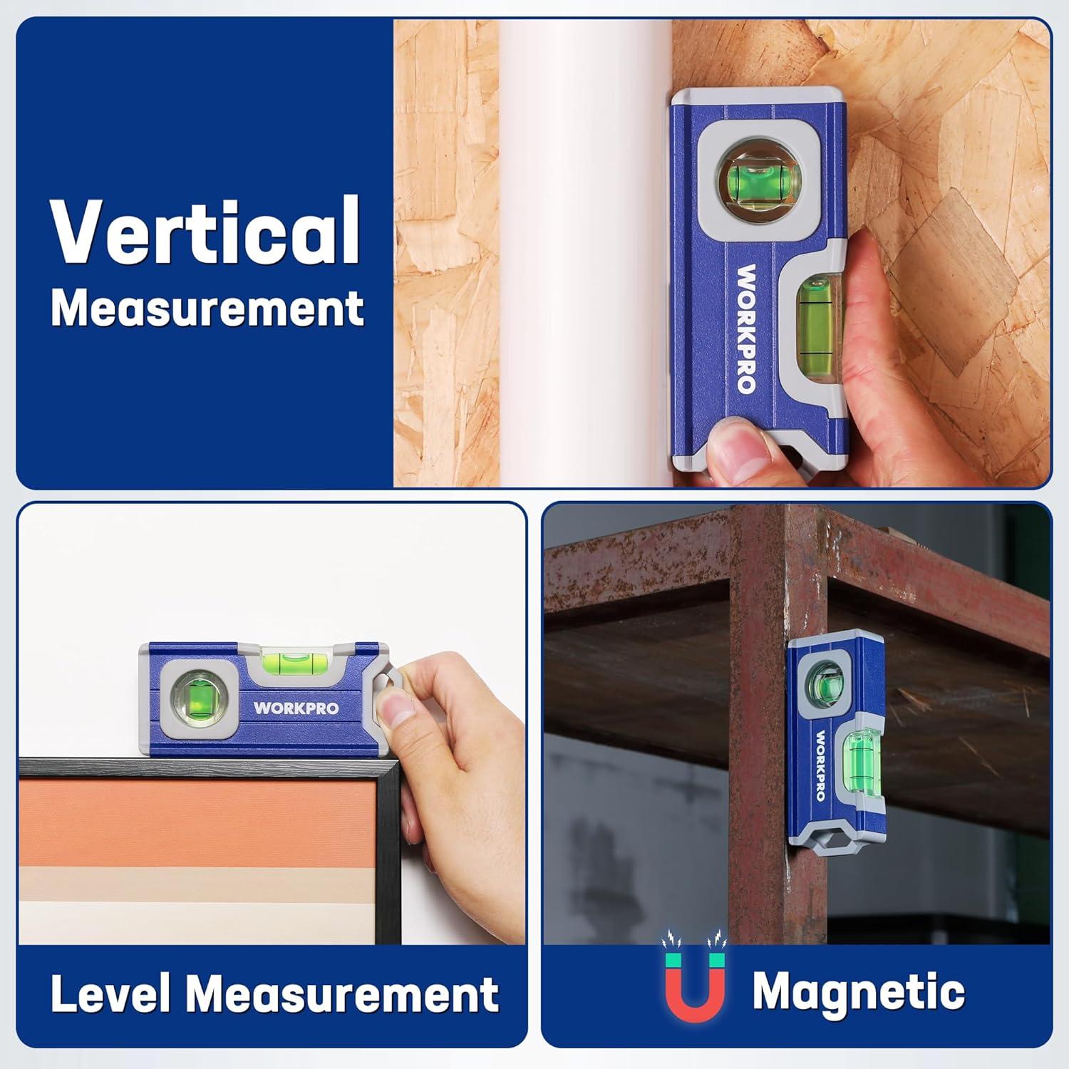 Nivel Magnético Pequeño WORKPRO 11.4 cm Aluminio Azul