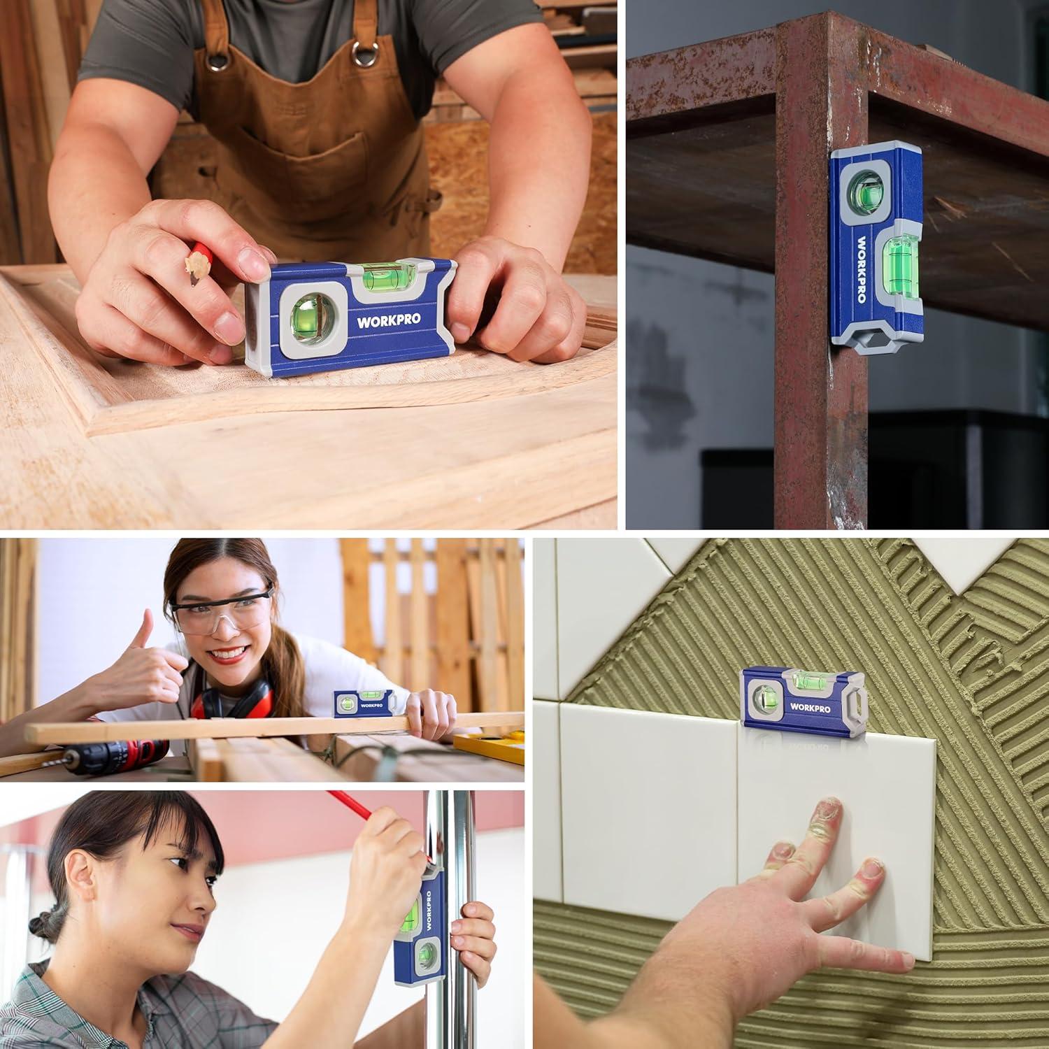 Nivel Magnético Pequeño WORKPRO 11.4 cm Aluminio Azul