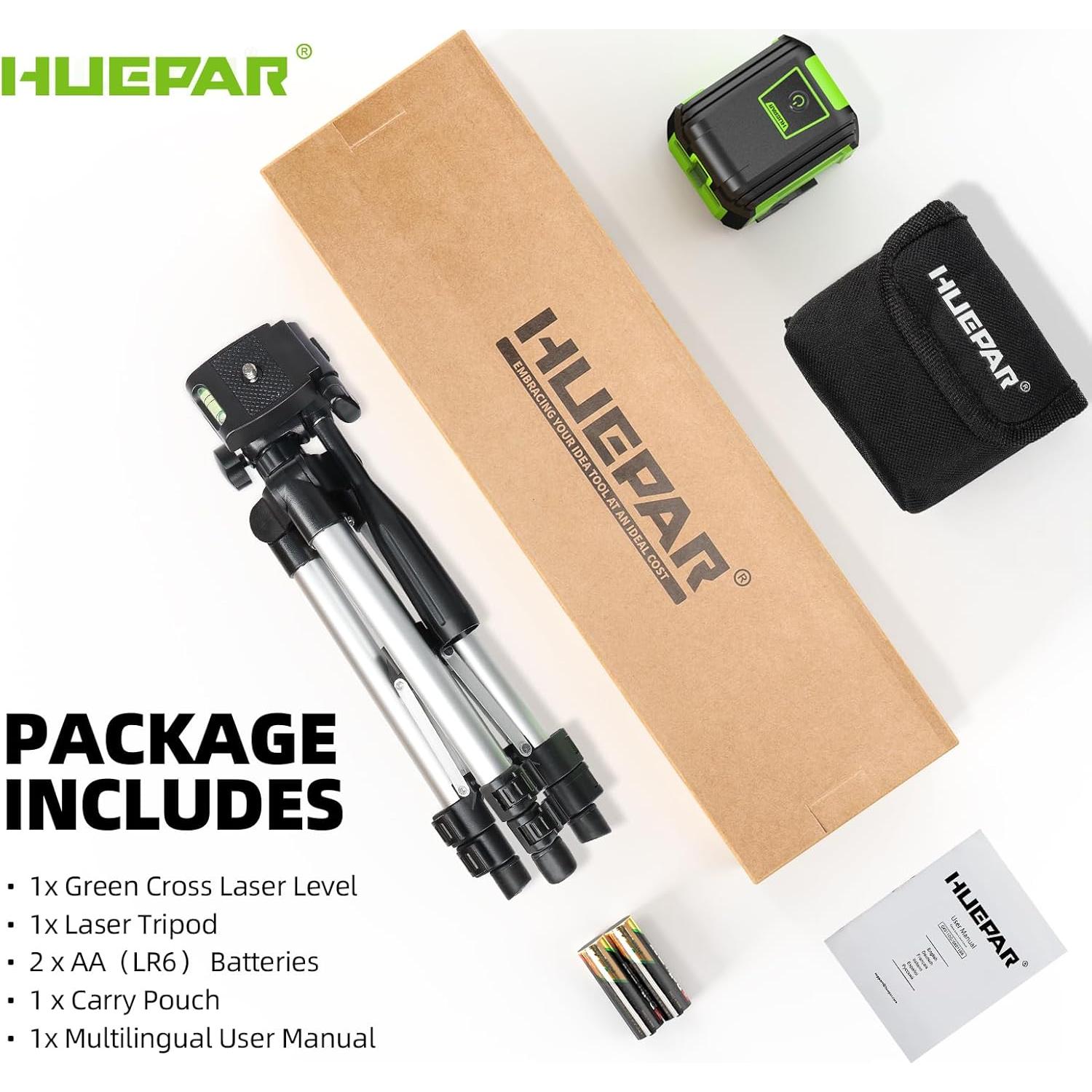 Nivel Láser Autonivelante Huepar 30m con Trípode 65cm