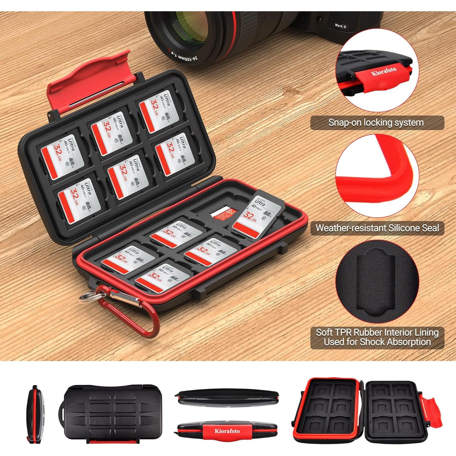 Funda Protectora Kiorafoto para 12 Tarjetas SD y Micro SD