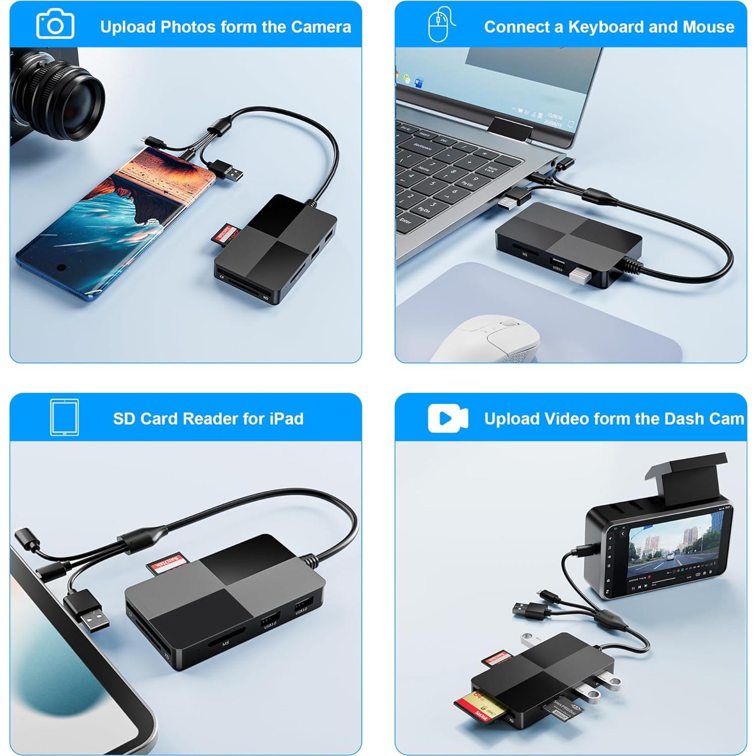 Adaptador Lector de Tarjetas 8 en 1 Bawanfa Plus USB-C