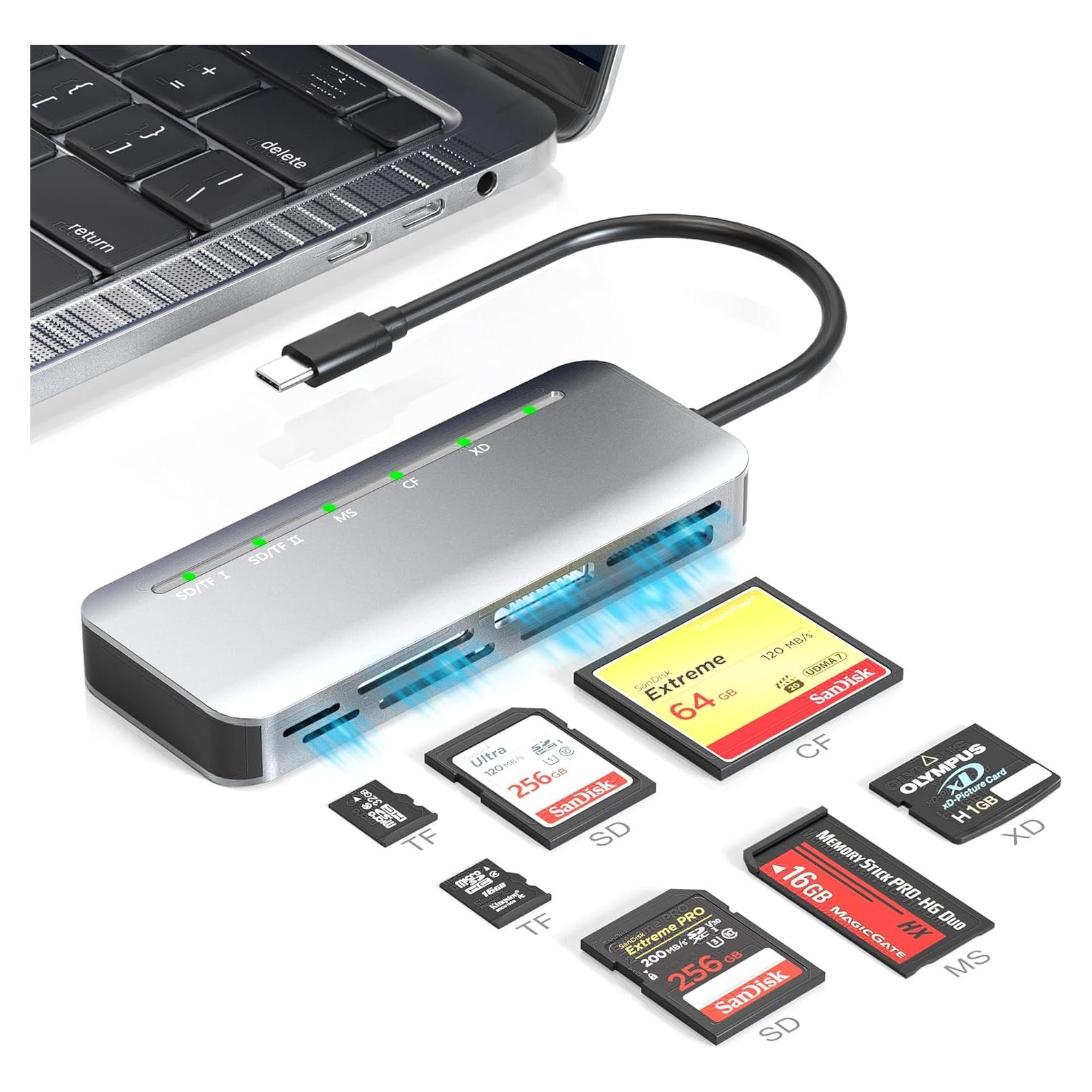 Lector de Tarjetas USB-C 7 en 1 Yeemie Pro - SD, TF, CF, MS, XD