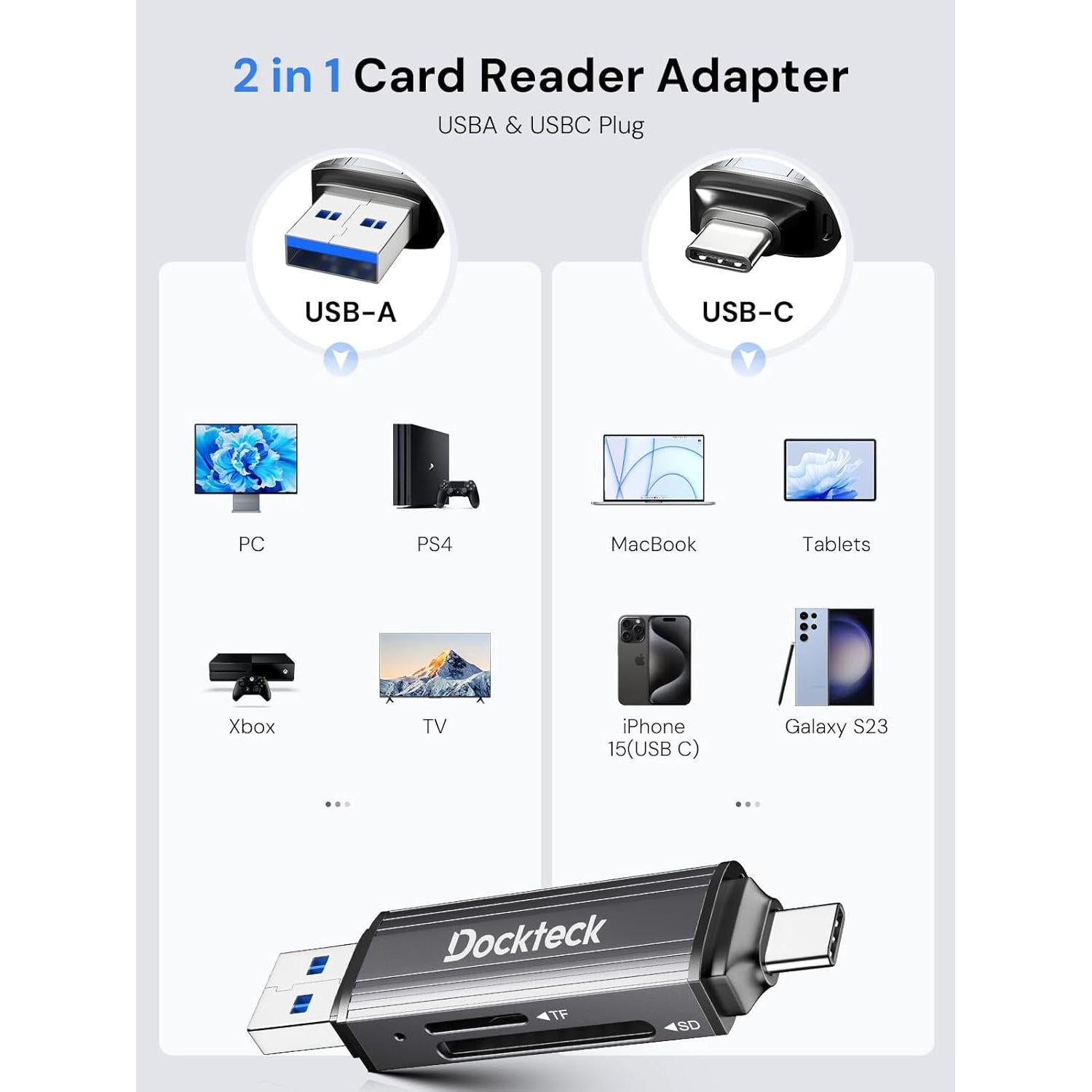 Lector de Tarjetas SD Dockteck USB 3.0 Doble Ranura 10g
