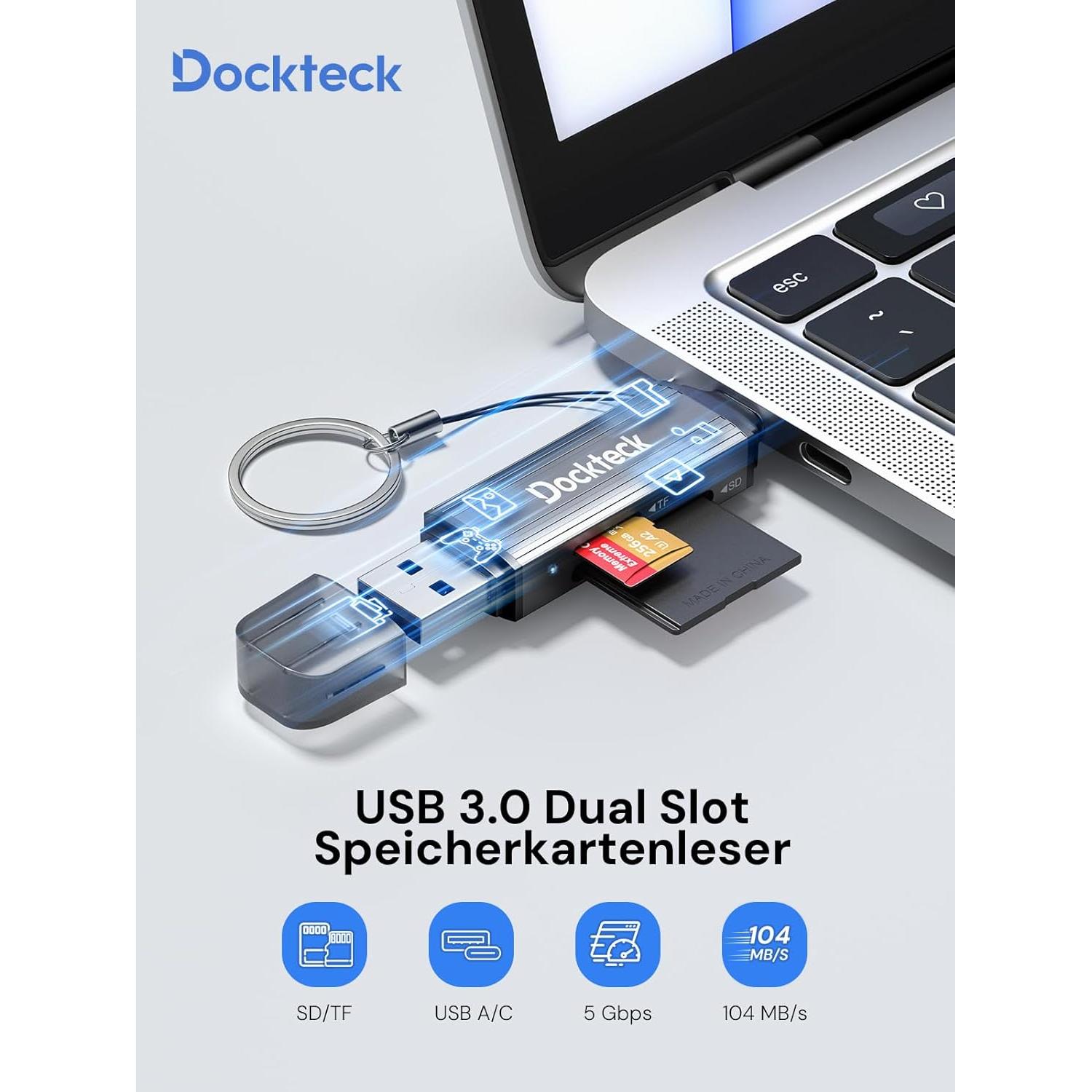 Lector de Tarjetas SD Dockteck USB 3.0 Doble Ranura 10g