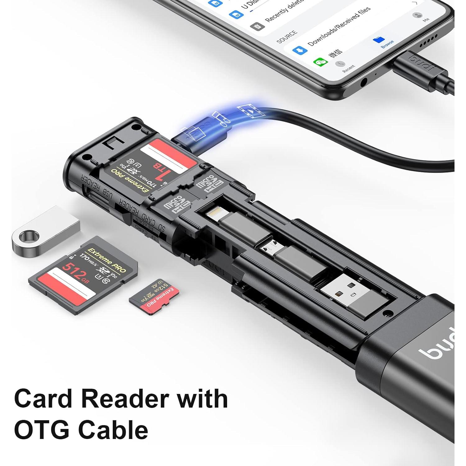 Lector de Tarjeta Multifuncional BUDI DC536B USB 3.0 Tipo-C