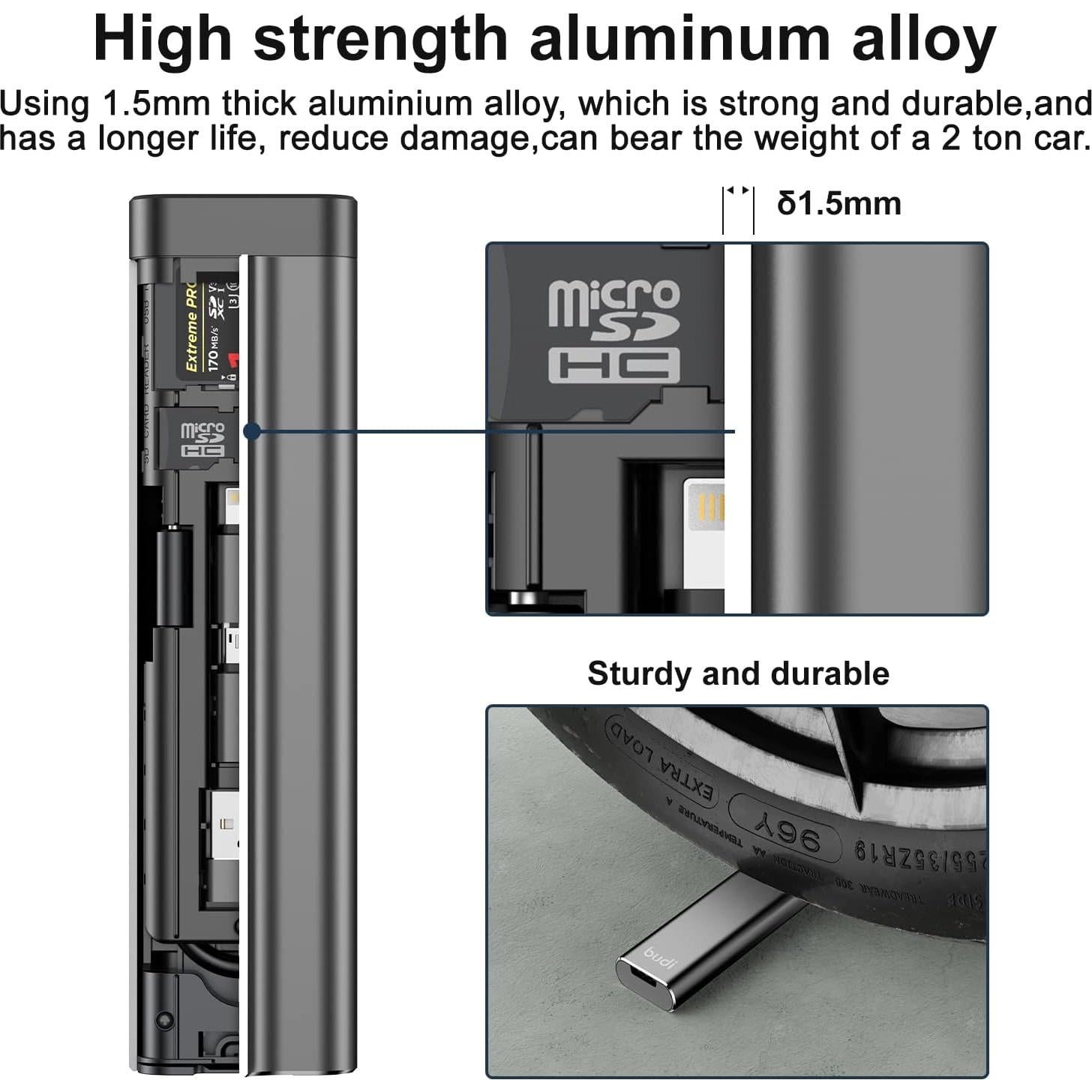 Lector de Tarjeta Multifuncional BUDI DC536B USB 3.0 Tipo-C