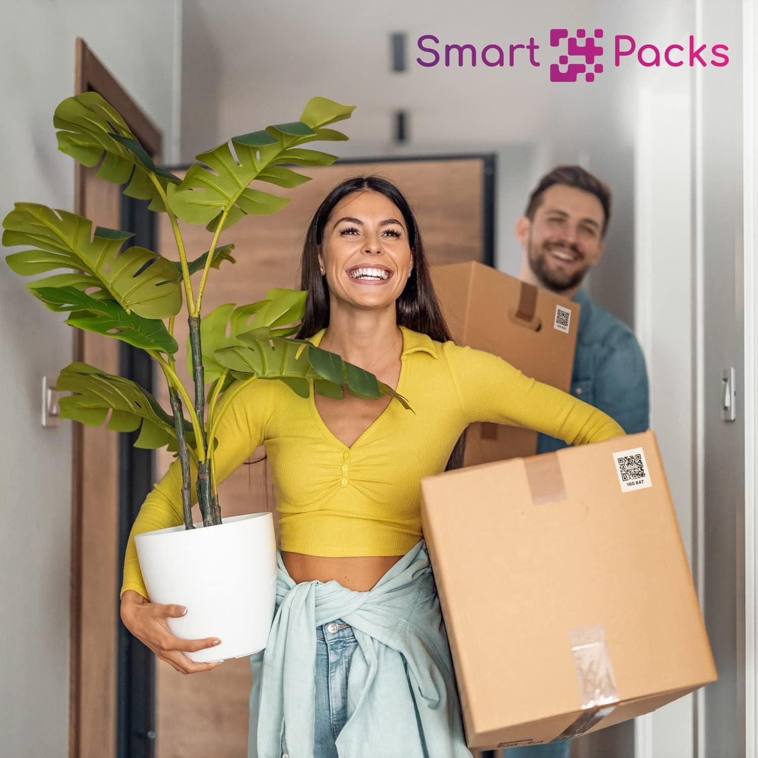 Etiquetas QR SmartPacks - 48 etiquetas para mudanza y almacenamiento