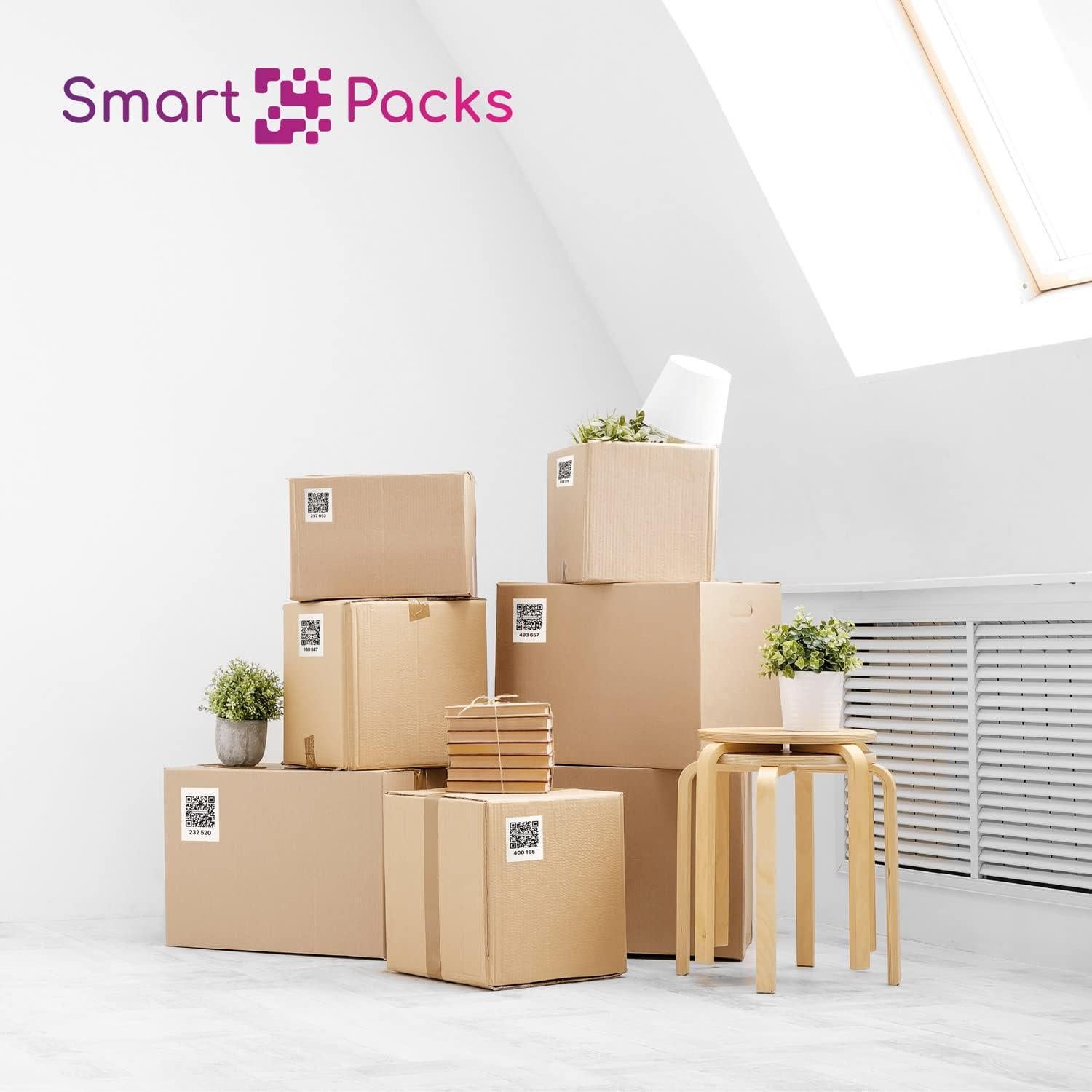 Etiquetas QR SmartPacks - 48 etiquetas para mudanza y almacenamiento