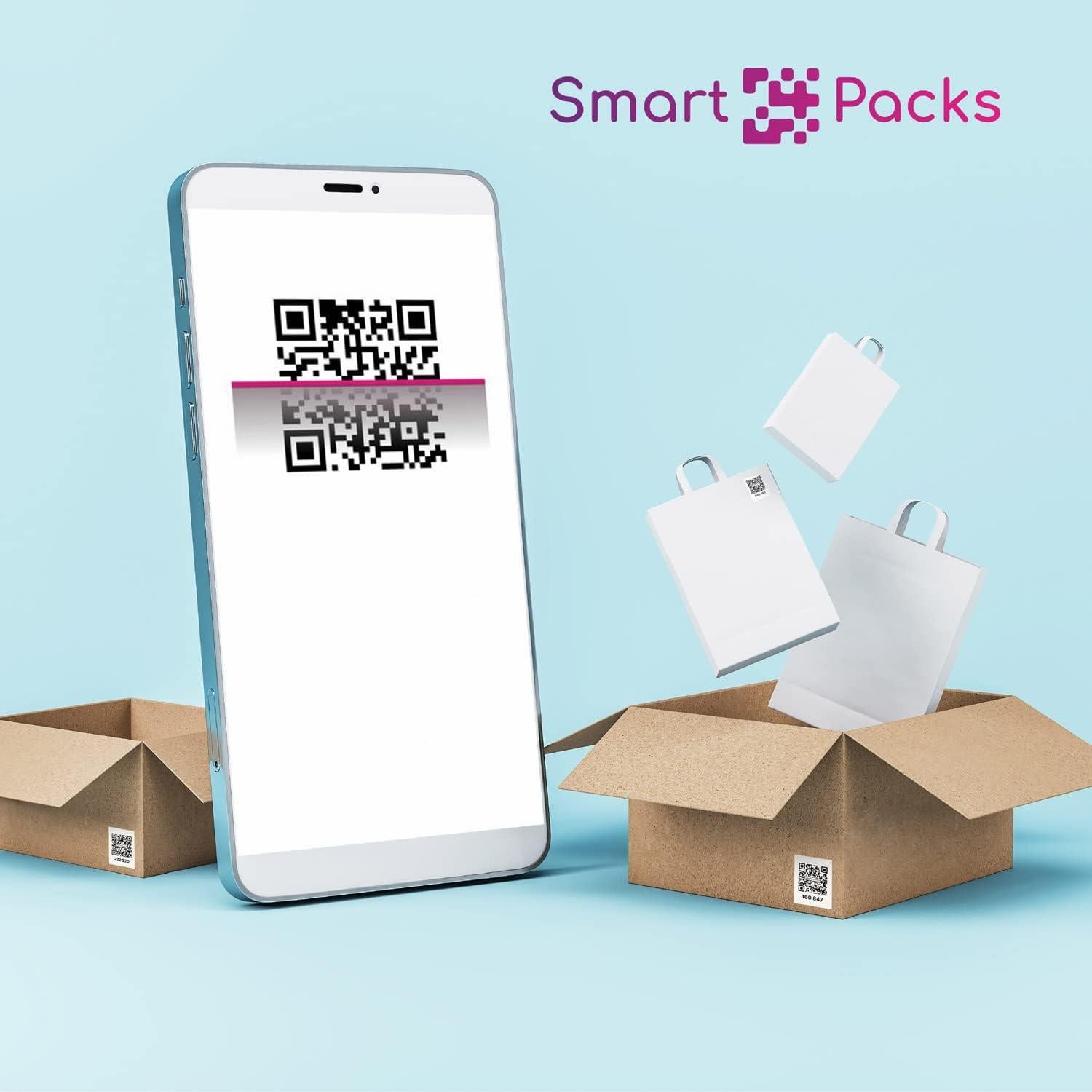 Etiquetas QR SmartPacks - 48 etiquetas para mudanza y almacenamiento