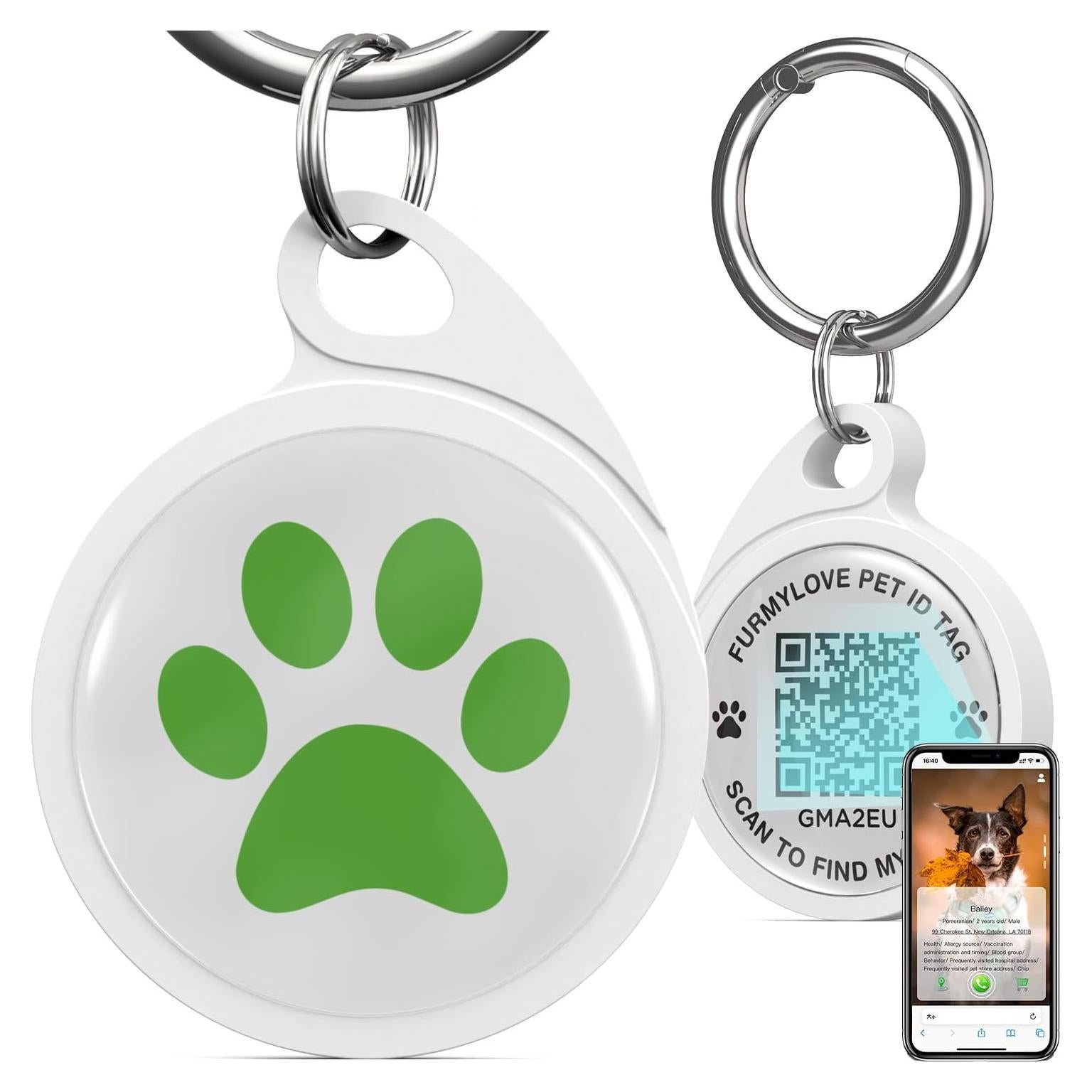 Etiqueta de Perro QR FURMYLOVE Personalizada Verde 3.05x5.84cm