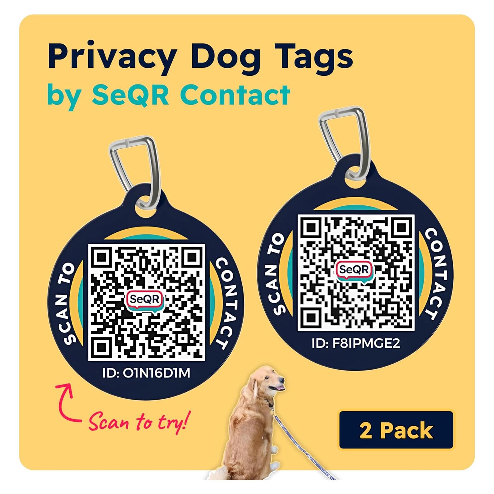 Etiquetas de Privacidad para Mascotas SeQR - Paquete de 2, Marino