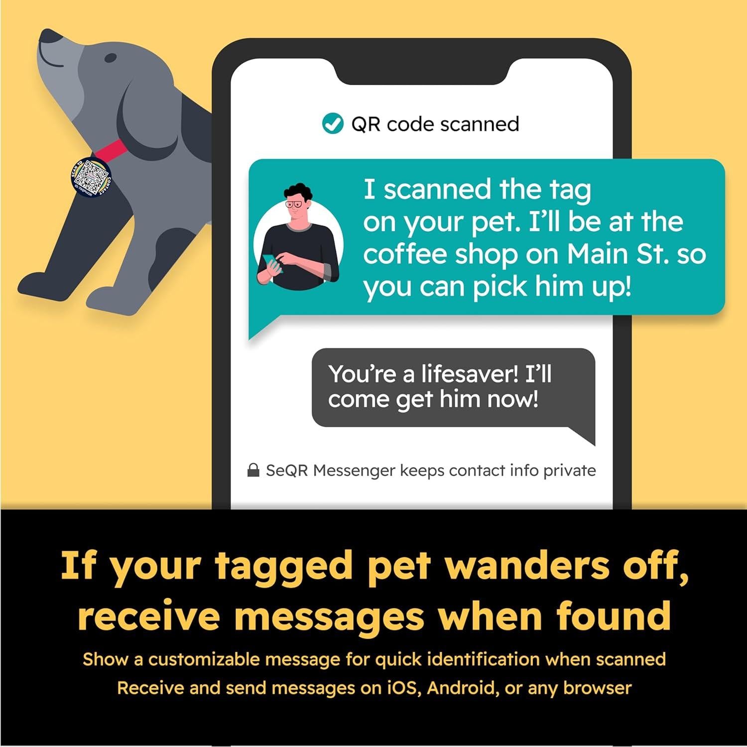 Etiquetas de Privacidad para Mascotas SeQR - Paquete de 2, Marino