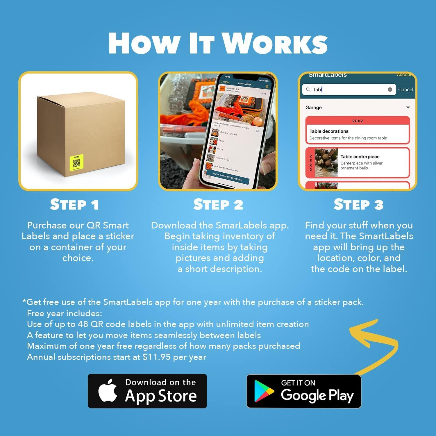 Paquete de 48 Etiquetas QR Smart Labels - 6.35 cm - Adhesivas