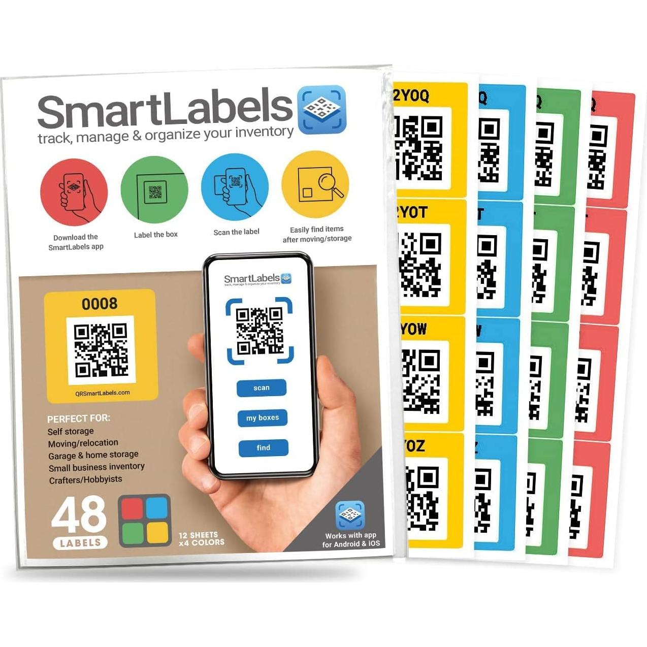 Paquete de 48 Etiquetas QR Smart Labels - 6.35 cm - Adhesivas