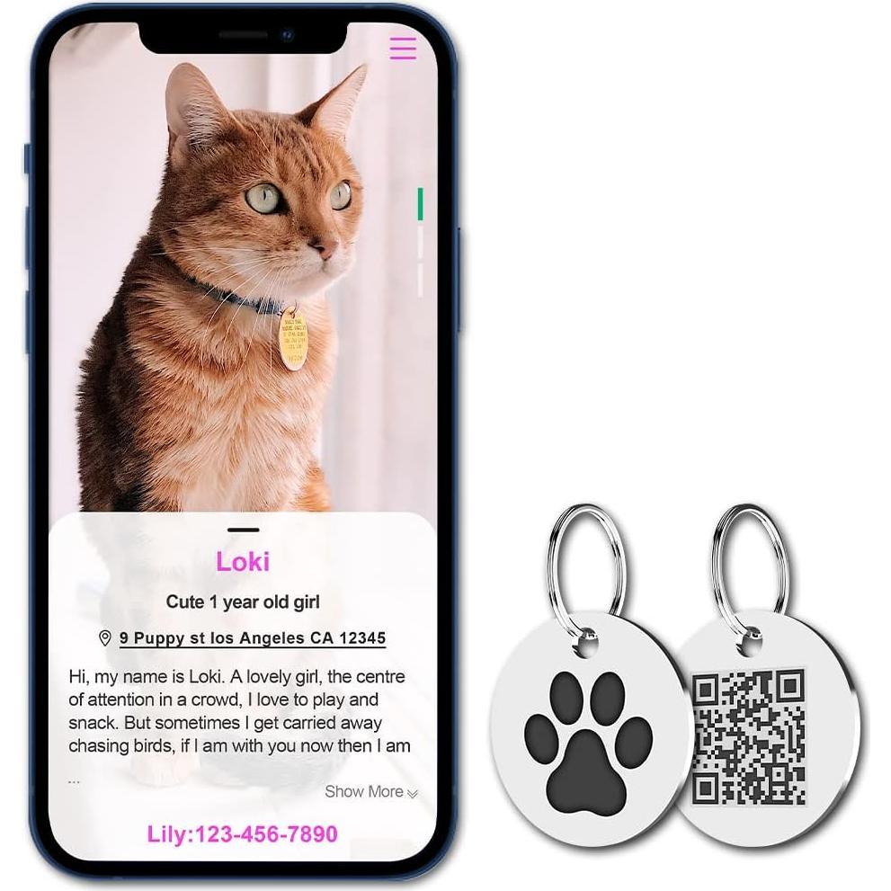 Etiqueta QR para Gatos MYLUCKYTAG - Acero Inoxidable, 2.49 cm