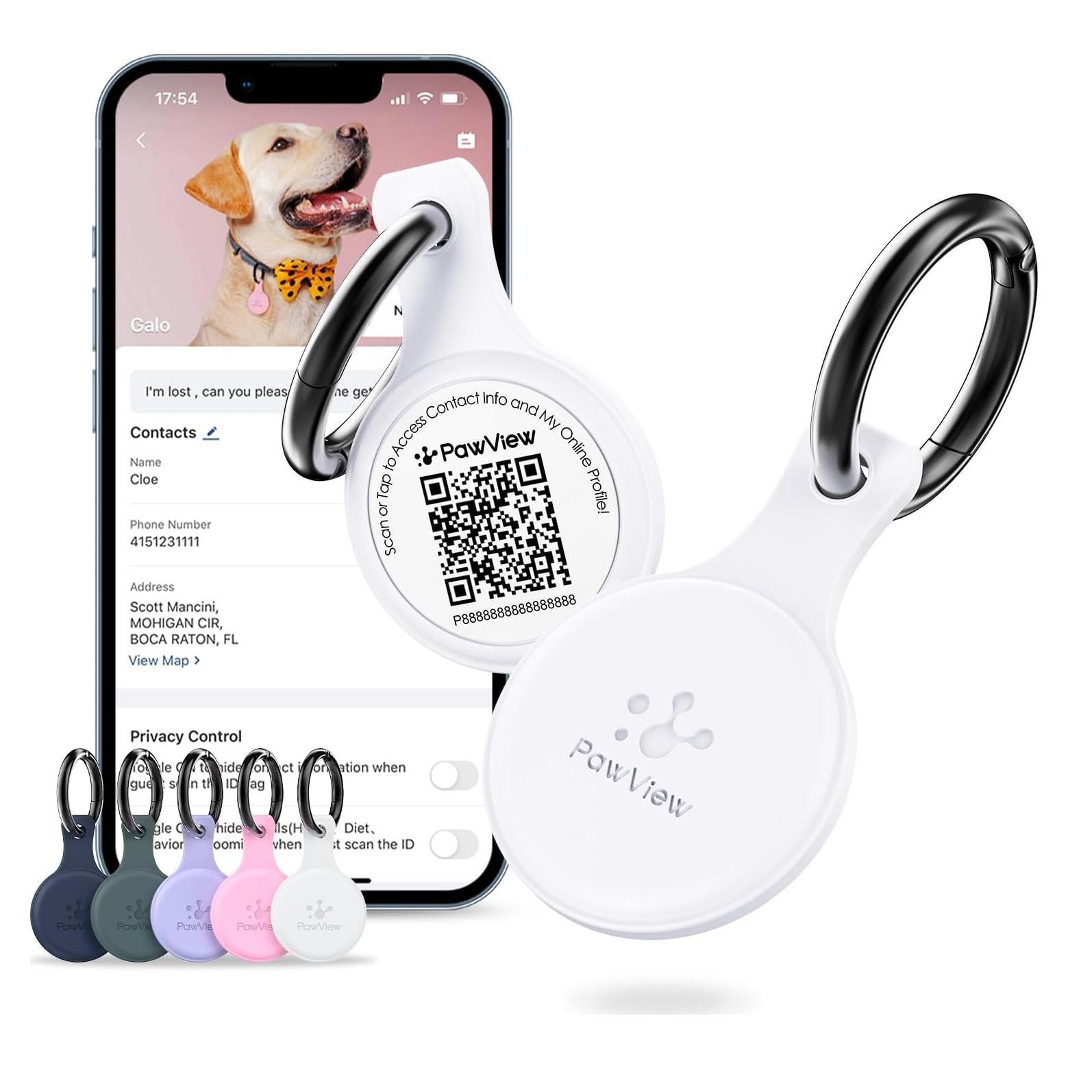 Etiqueta de Identificación para Mascotas PawView QR Silicona Blanca