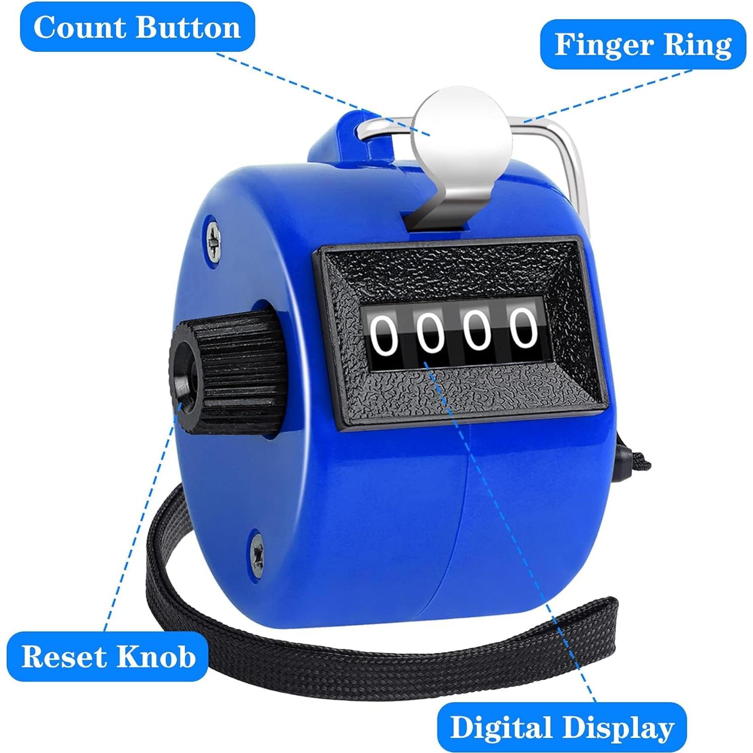 Contador Manual FEBSNOW Clicker 4 Dígitos Rojo y Azul