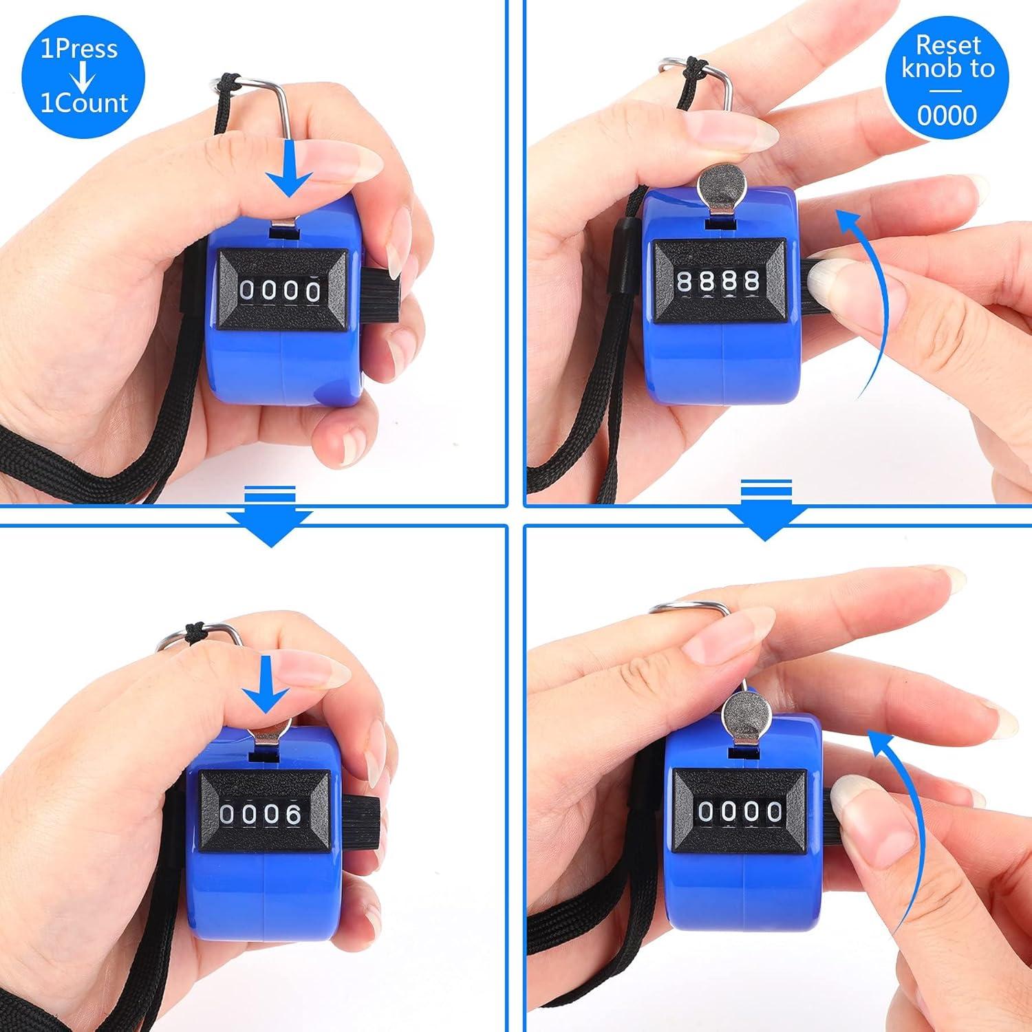 Contador Manual FEBSNOW Clicker 4 Dígitos Rojo y Azul