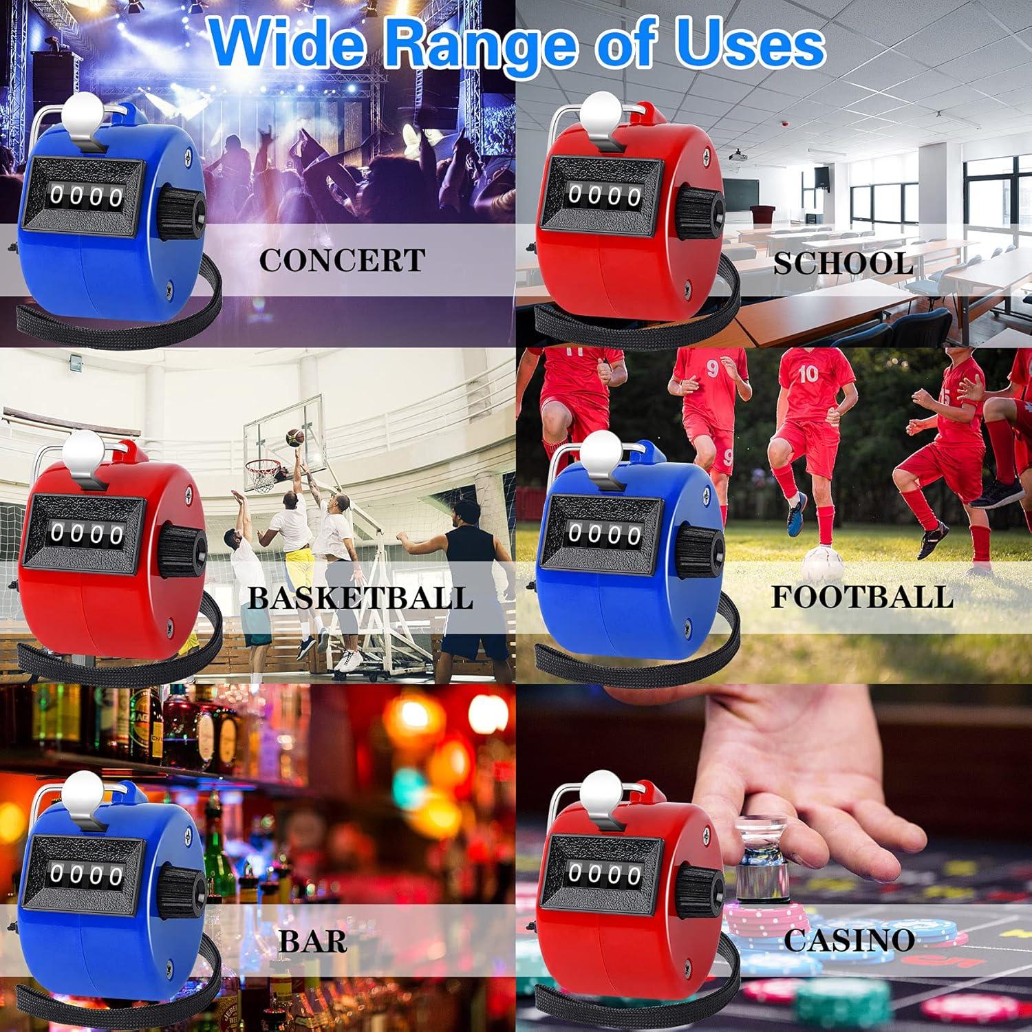 Contador Manual FEBSNOW Clicker 4 Dígitos Rojo y Azul