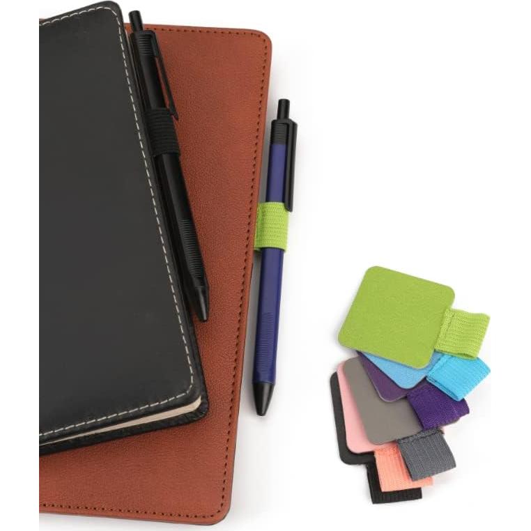 HLLMX 6 PCS Pen Loop Holder Self-Adhesive Leather Pen Loop with Elastic Band for Notebooks, Journals, Calendars, Planner,6 Colors