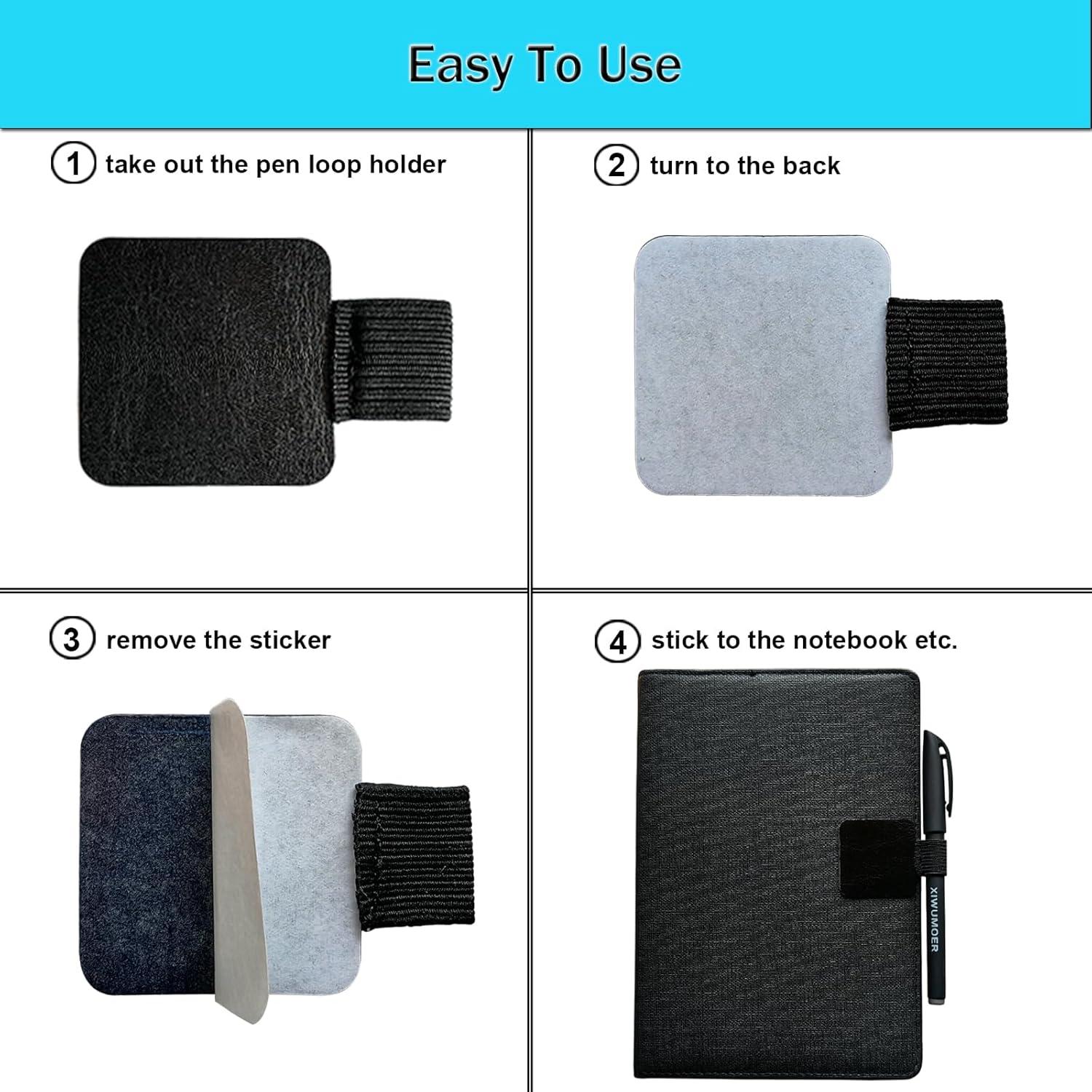 16 Soportes de Lápiz Autoadhesivos de Cuero XIWUMOER - Negro