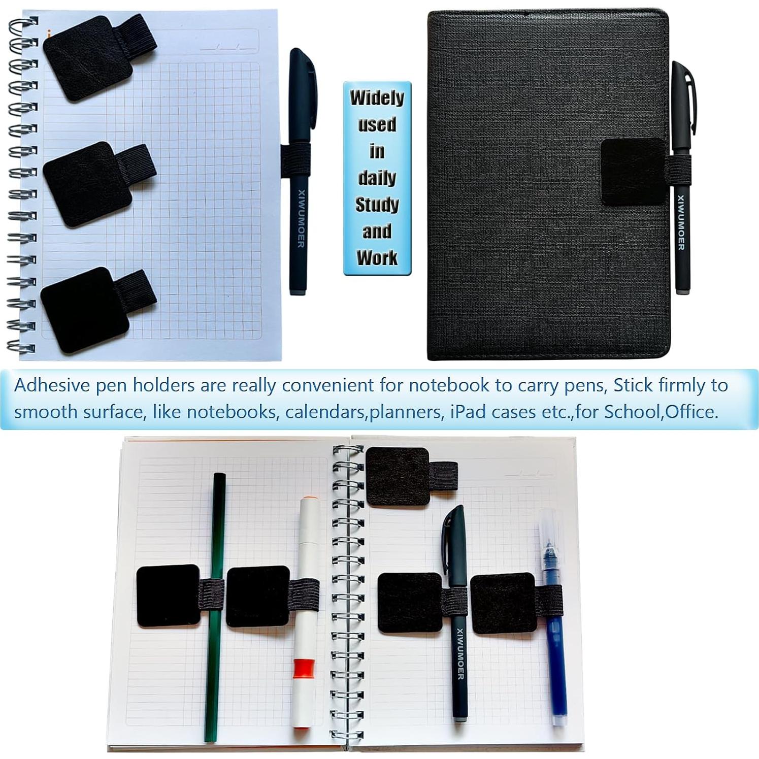 16 Soportes de Lápiz Autoadhesivos de Cuero XIWUMOER - Negro