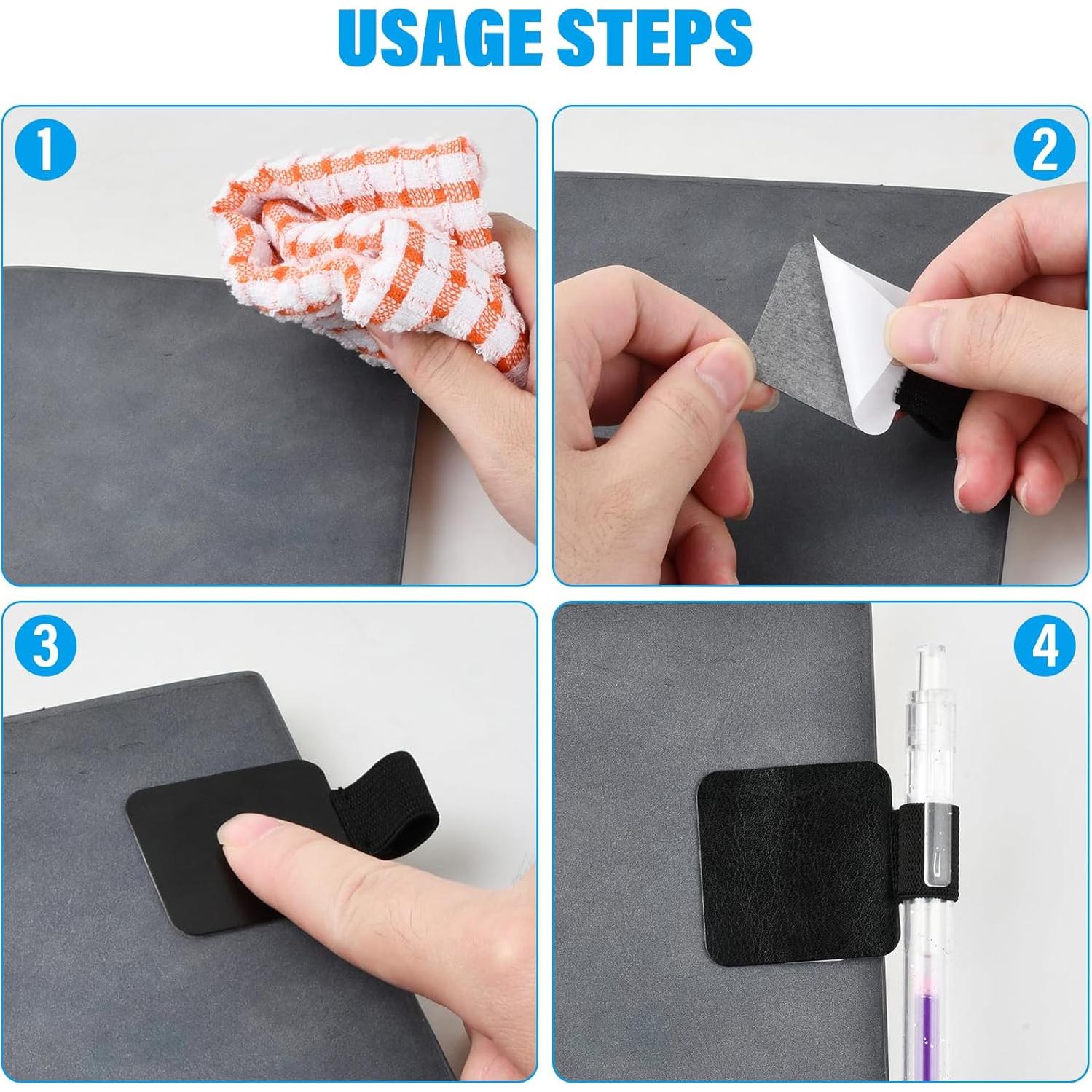 10 Soportes de Lápiz Autoadhesivos Vesaneae de Cuero Negro