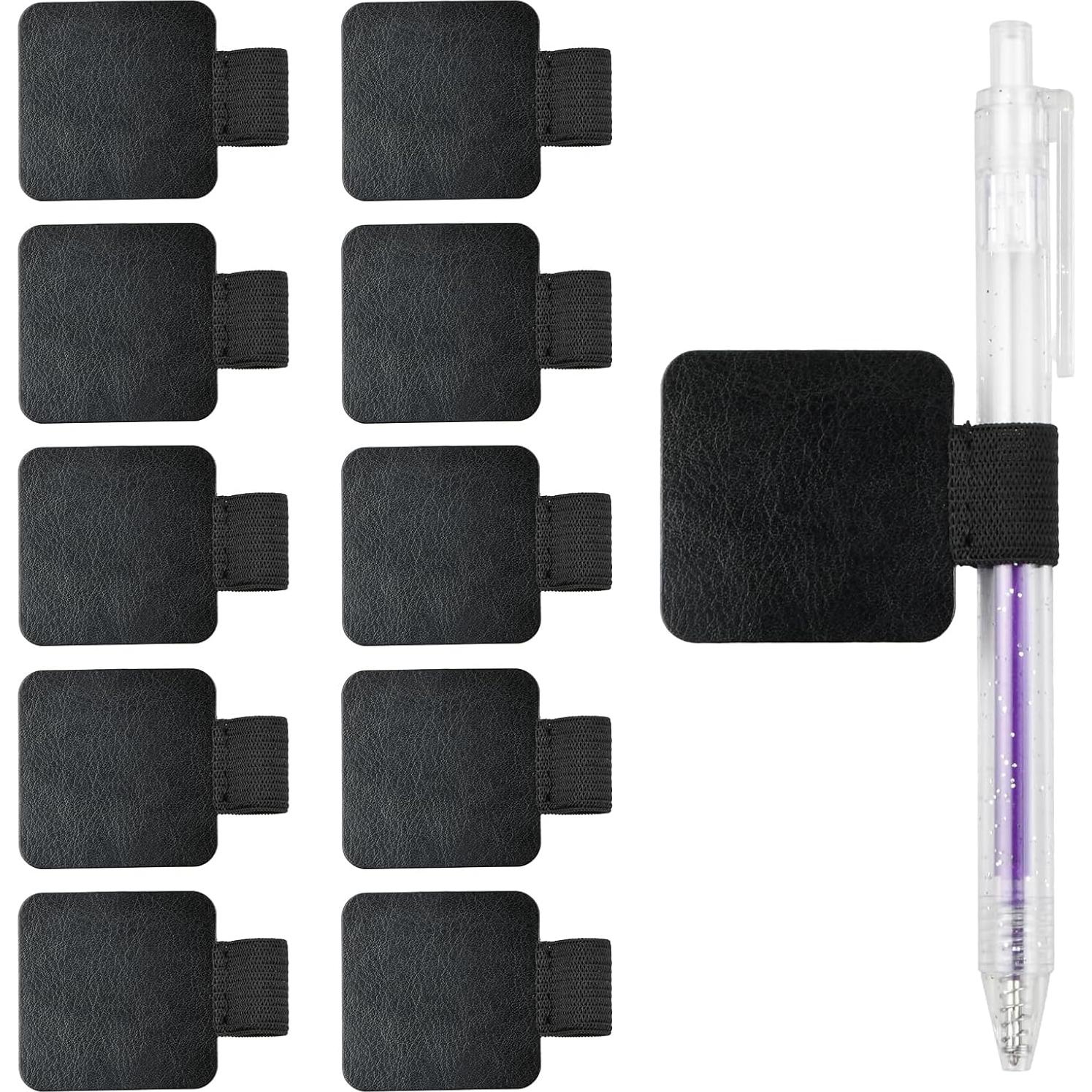 10 Soportes de Lápiz Autoadhesivos Vesaneae de Cuero Negro