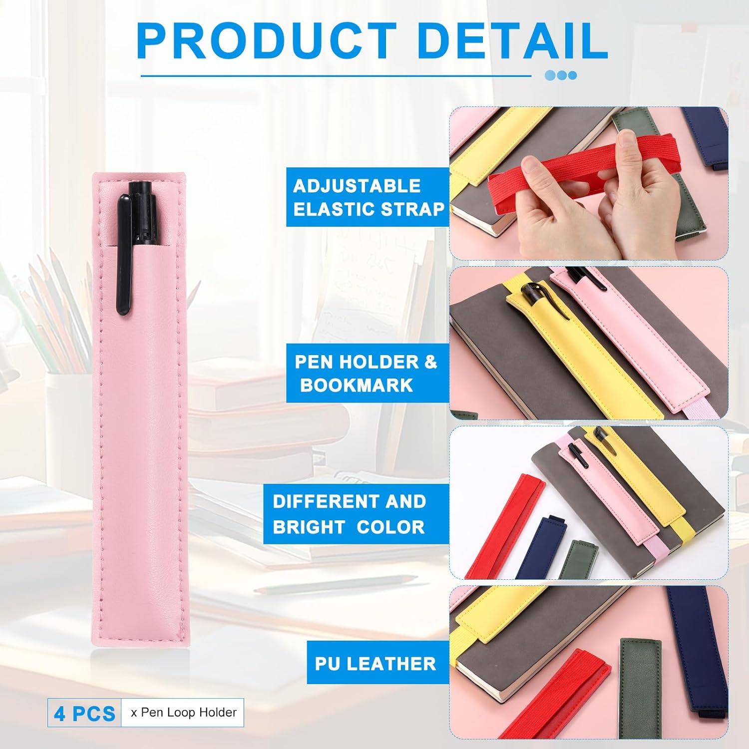 Soporte de Lápiz Ajustable uxcell 4 Pcs Cuero PU Rosa