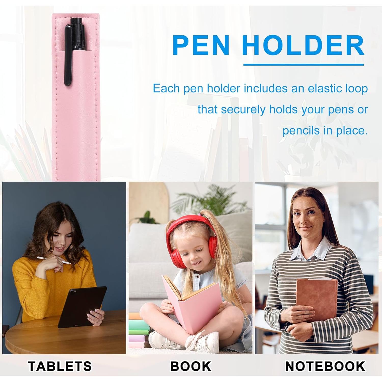 Soporte de Lápiz Ajustable uxcell 4 Pcs Cuero PU Rosa