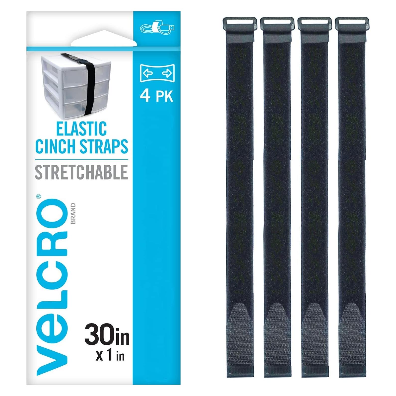 Correas Elásticas VELCRO 76cm Ajustables 4 Paquete Negro