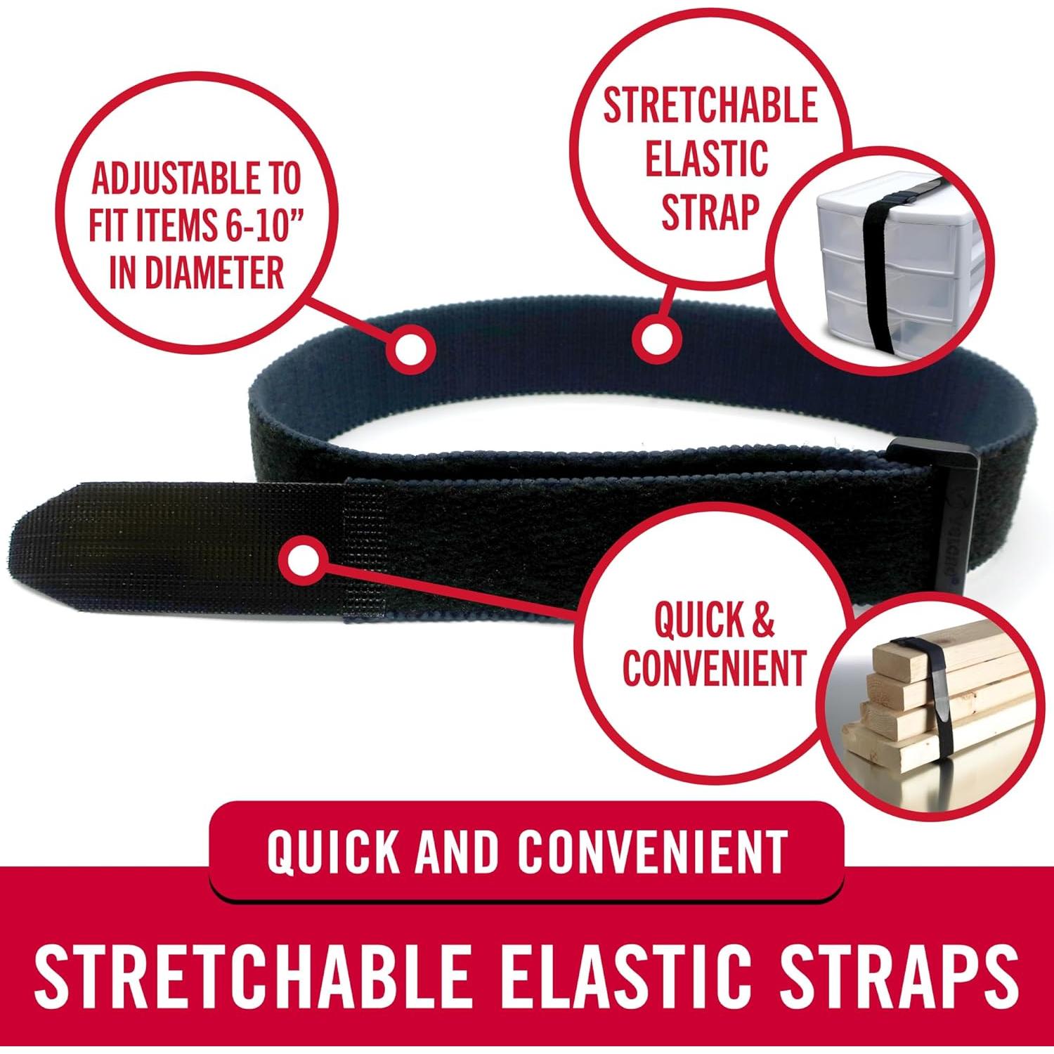 Correas Elásticas VELCRO 76cm Ajustables 4 Paquete Negro