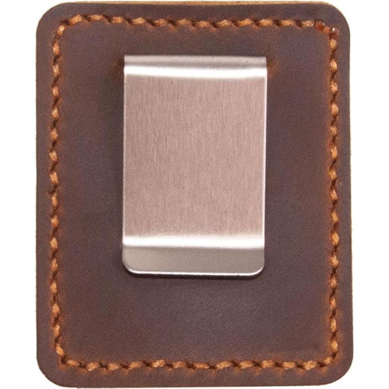 Soporte de bolígrafo de cuero marrón hecho a mano con clip