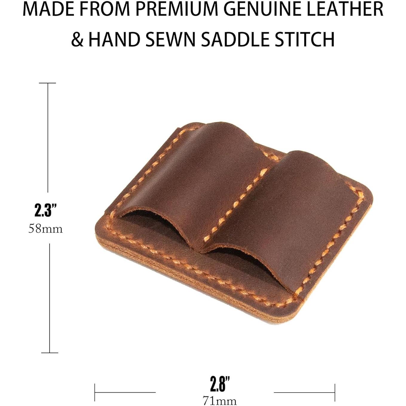 Soporte de bolígrafo de cuero marrón hecho a mano con clip