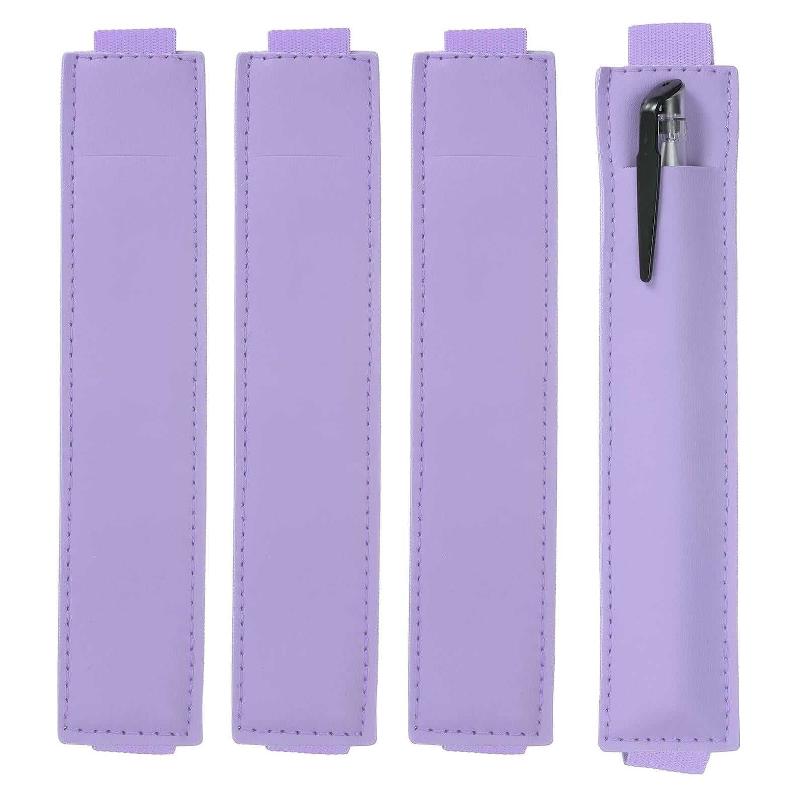 Soporte de Lápiz Ajustable uxcell 4 Pcs Cuero PU Morado