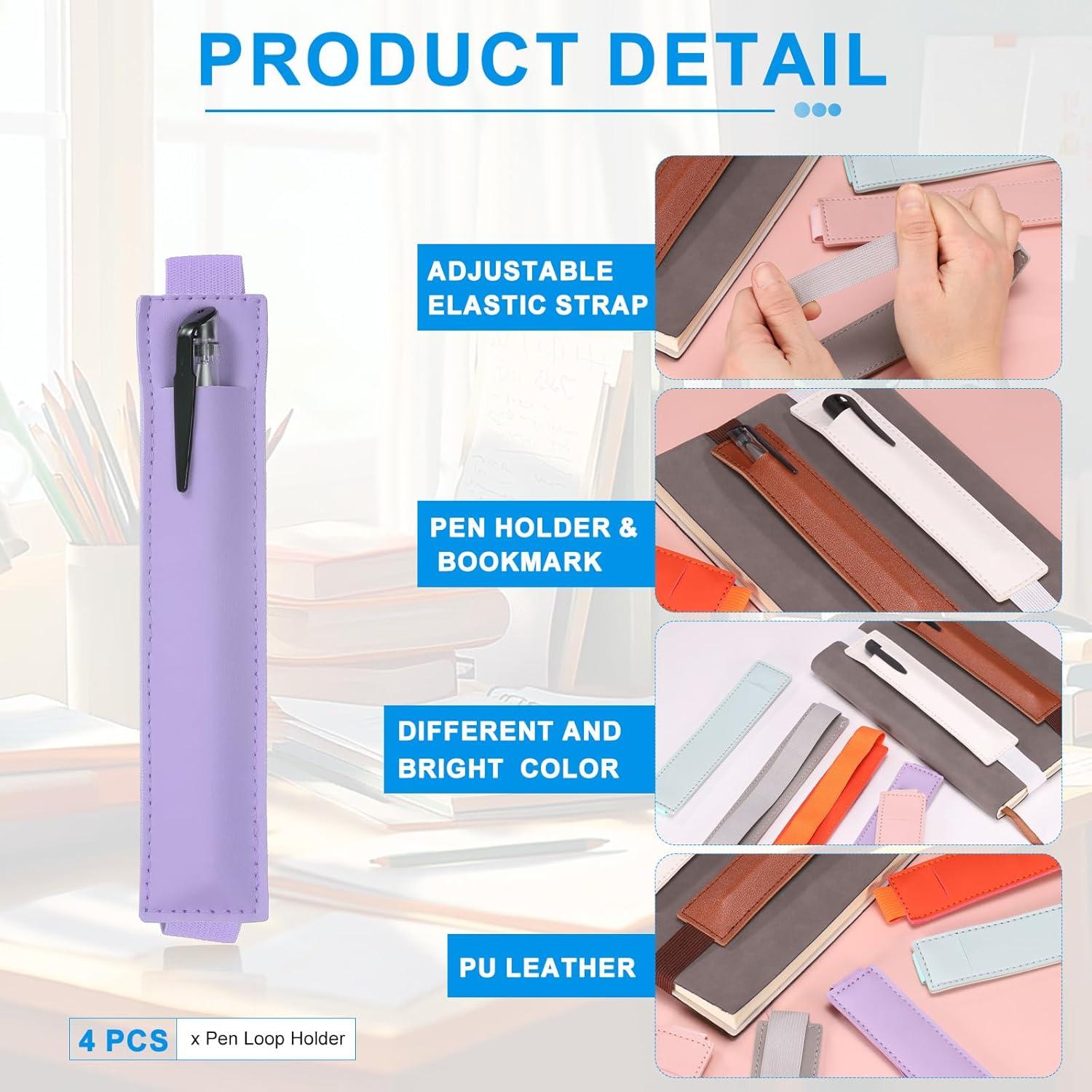 Soporte de Lápiz Ajustable uxcell 4 Pcs Cuero PU Morado