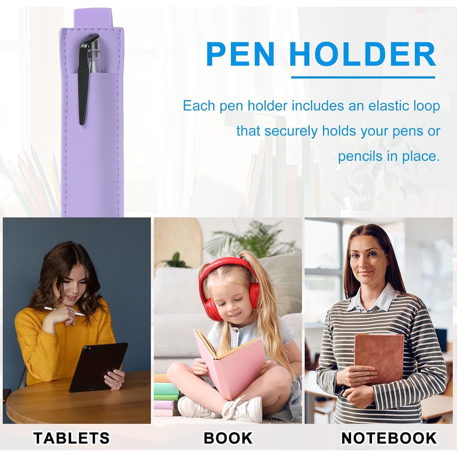 Soporte de Lápiz Ajustable uxcell 4 Pcs Cuero PU Morado