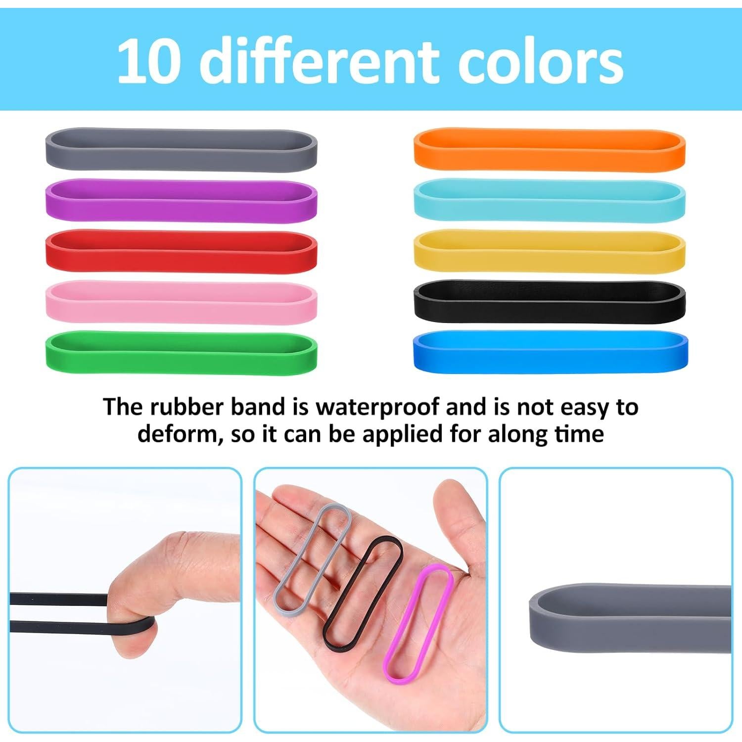30 Bandas de Goma de Silicona Coloridas Lusofie 7.87x5.91cm