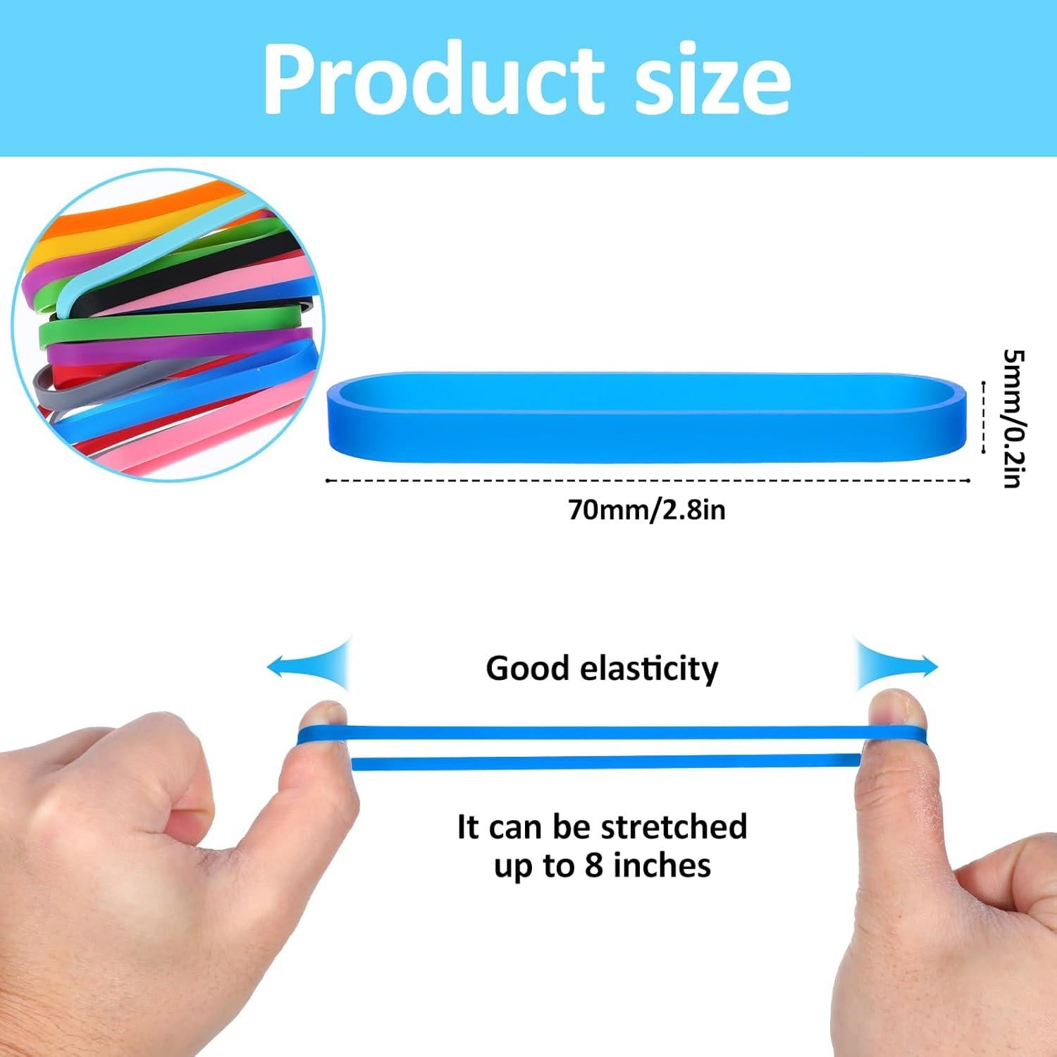 30 Bandas de Goma de Silicona Coloridas Lusofie 7.87x5.91cm