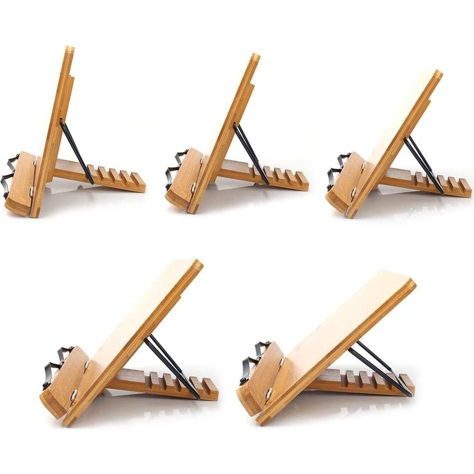 Soporte de Libro Ajustable wishacc de Bambú - Plegable y Resistente