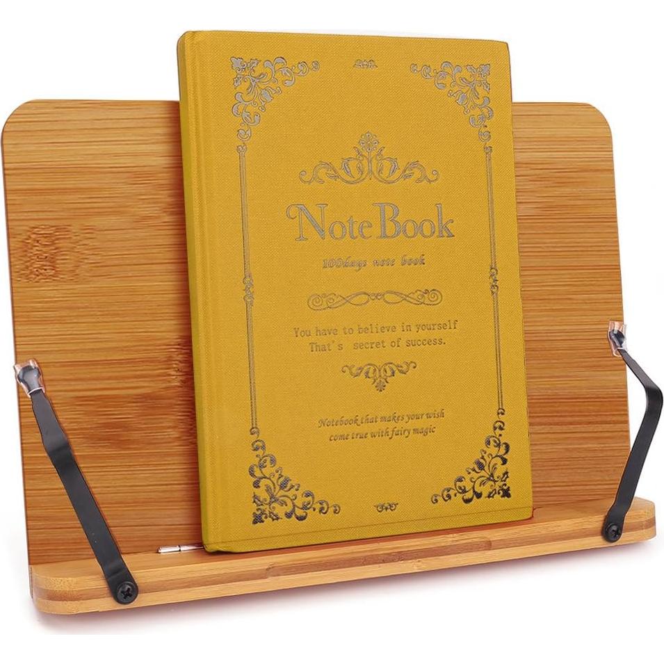 Soporte de Libro Ajustable wishacc de Bambú - Plegable y Resistente