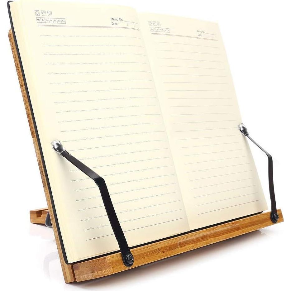 Soporte de Libro Ajustable wishacc de Bambú - Plegable y Resistente