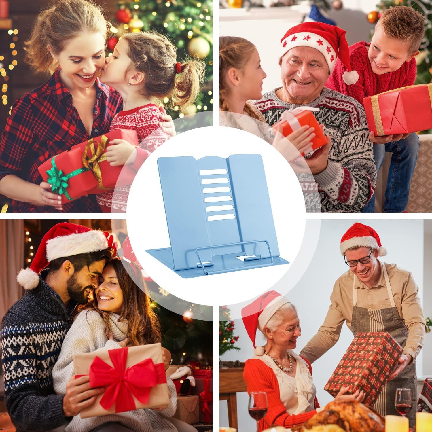 Soporte de Libro Ajustable MSDADA de Metal Azul Claro